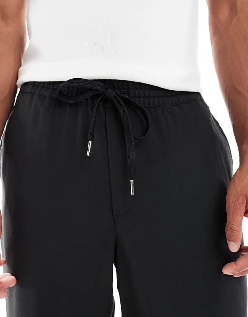 Asos ASOS DESIGN Wide Leg Trouser With Elasticated Waistband In Black