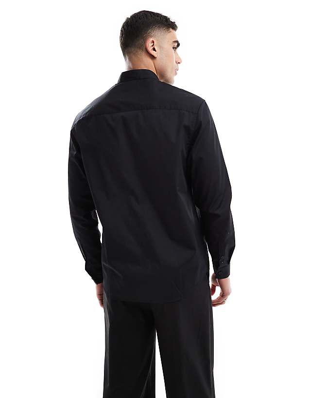 Asos ASOS DESIGN Wing Collar Formal Regular Shirt In Black