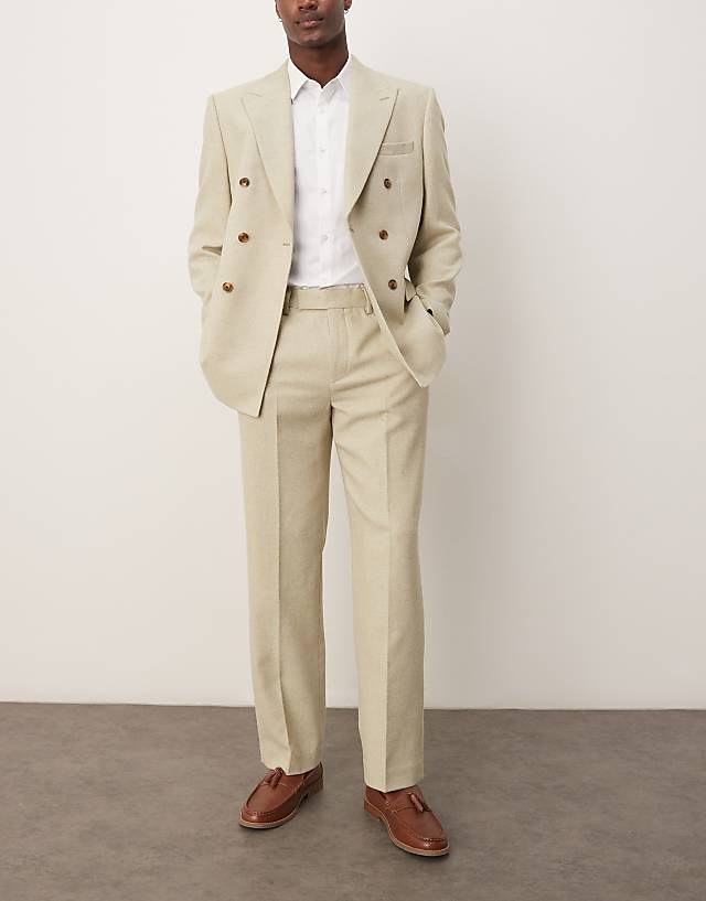 asos ASOS DESIGN wool blend double breasted regular suit in light green