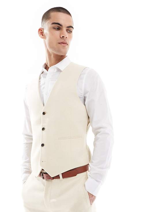 Asos ASOS DESIGN Wool Blend Skinny Suit In Stone Weave