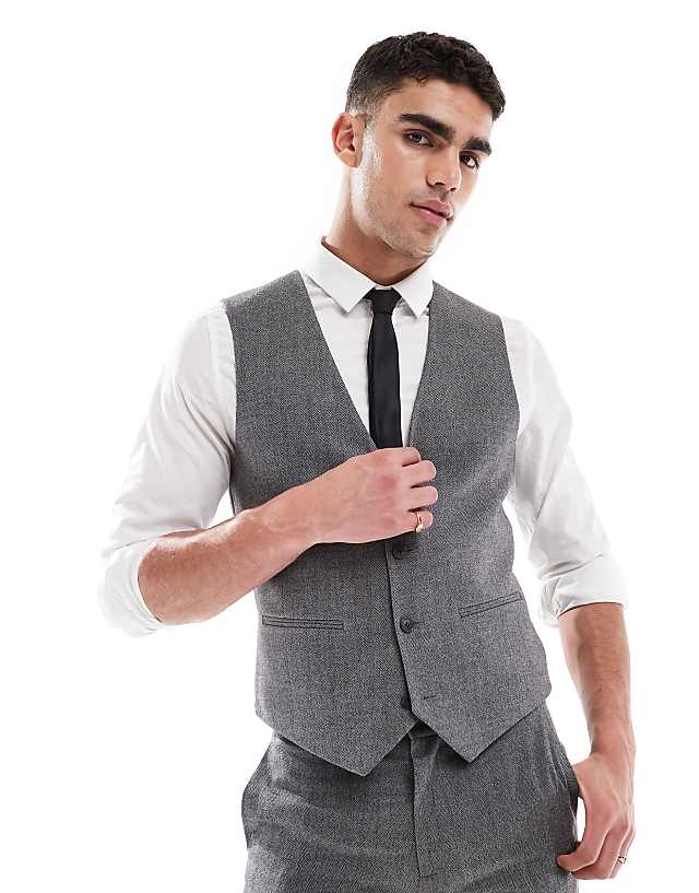 Asos ASOS DESIGN Wool Look Skinny Suit In Dark Grey
