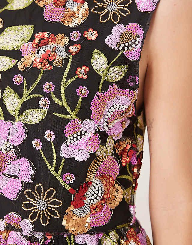 Asos Dream Sister Jane Beaded Maxi Dress In Floral