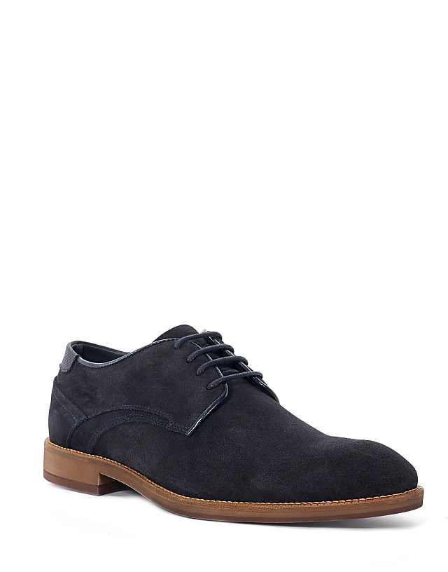 Asos Dune London Bridon Suede Brogues Shoe In Navy