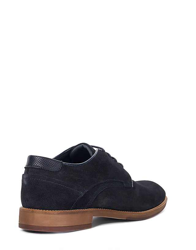 Asos Dune London Bridon Suede Brogues Shoe In Navy