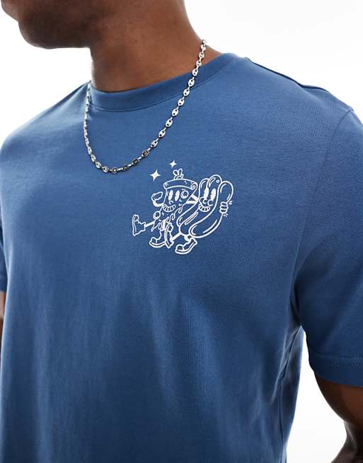 Asos Farah Limscott Graphic Back T-shirt In Blue'