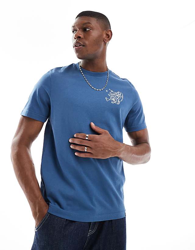 Asos Farah Limscott Graphic Back T-shirt In Blue'