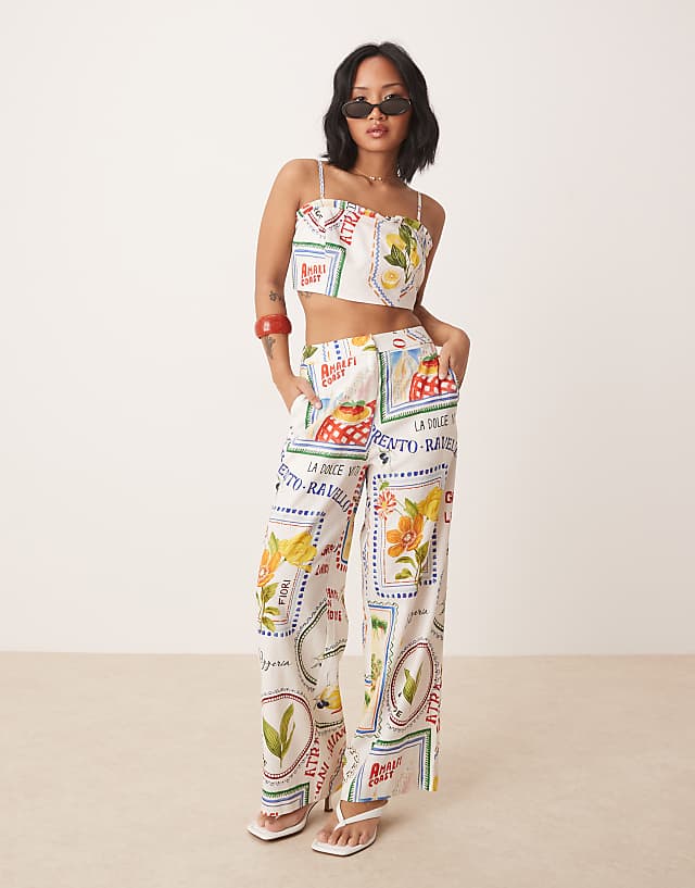 Asos Forever New Petite Co-ord In Postcard Print