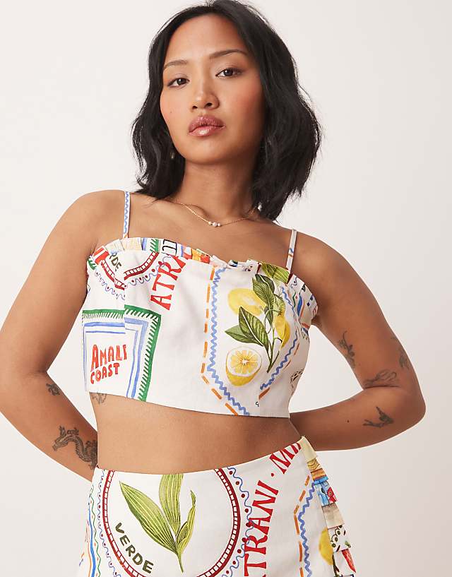 Asos Forever New Petite Co-ord In Postcard Print