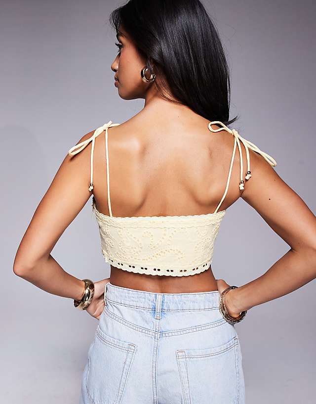 Asos Forever New Petite Linen Bralet In Yellow