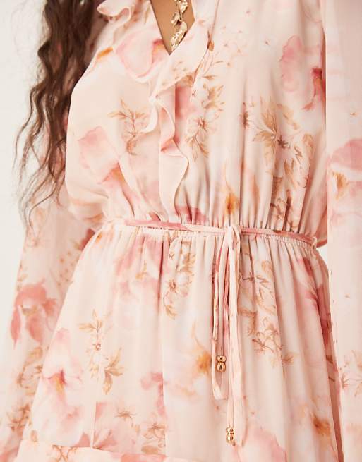 Asos Forever New Ruffle Mini Dress In Pink Floral
