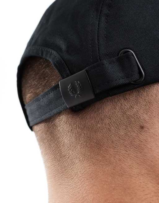 Asos Fred Perry Five Panel Twill Cap In Black