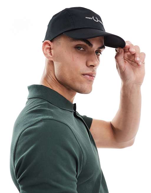 asos Fred Perry five panel twill cap in black