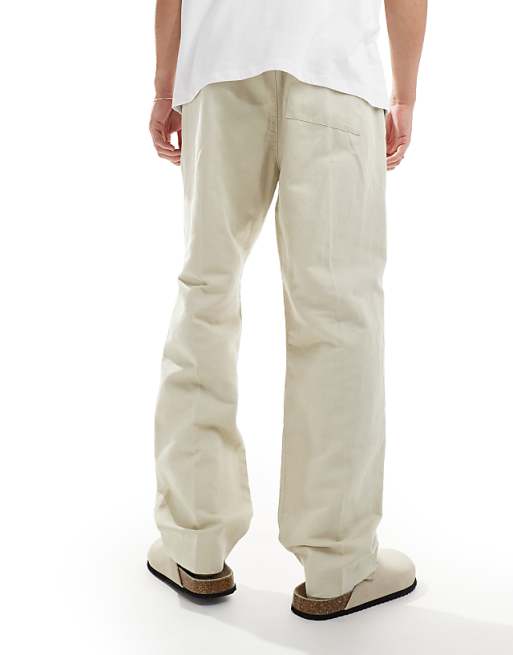 Asos GANT Drawcord Cotton Linen Trousers In Beige