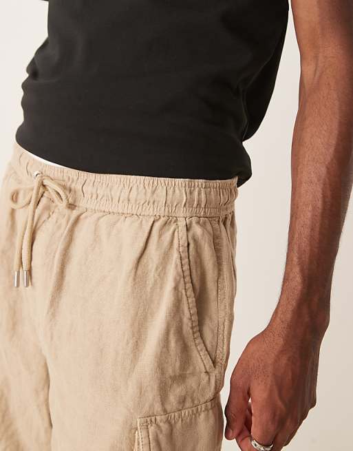 Asos GANT Linen Cargo Shorts In Beige