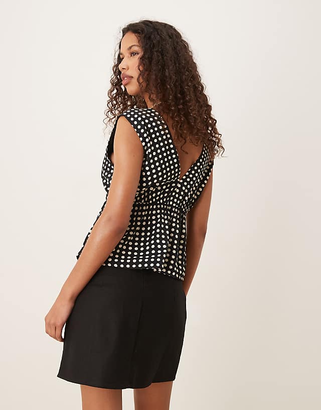 Asos Gina Tricot Linen Rich Mini Skirt In Black