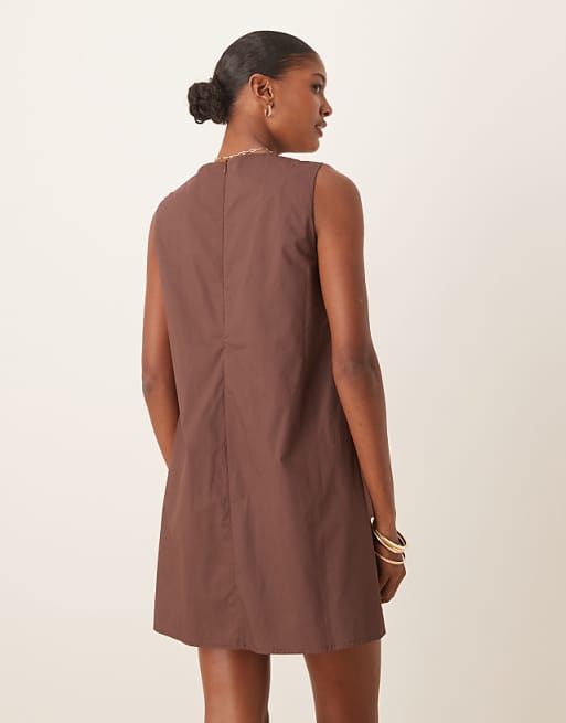 Asos Glamorous Smock Mini Dress In Chocolate Brown