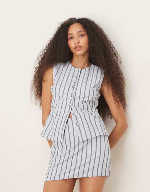 Asos Glamorous White Charcoal Stripe Co-ord