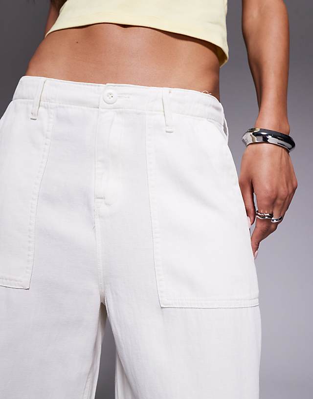 Asos Good American Lite Linen Pants In Cloud White