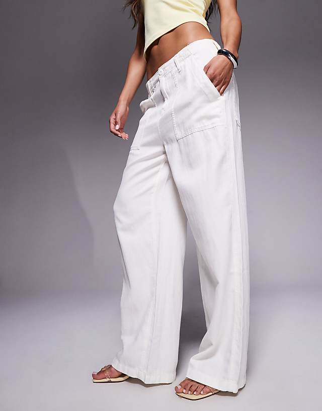 Asos Good American Lite Linen Pants In Cloud White