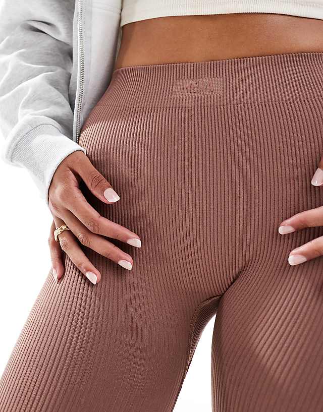 Asos Hera Ribbed Base Short In Acorn Brown