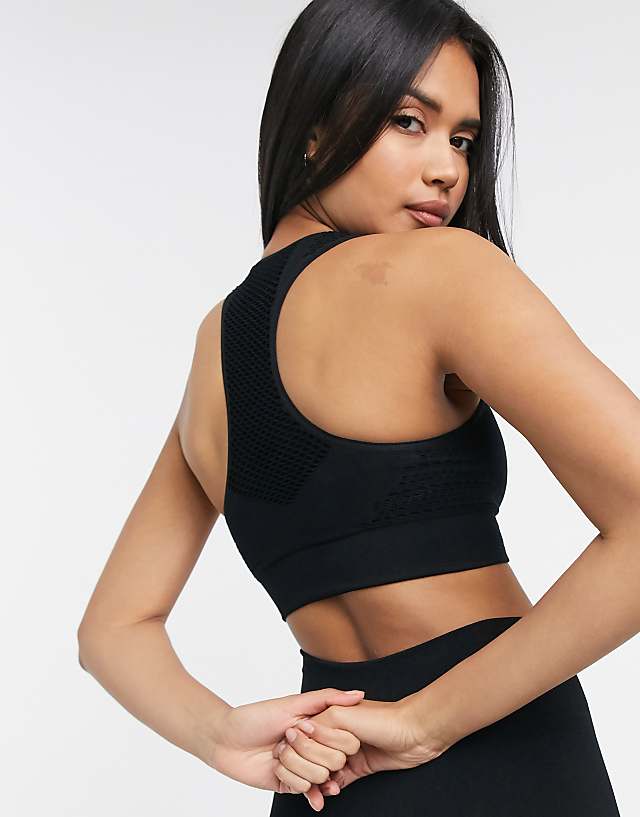 Asos HIIT Seamless Pointelle Bra In Black