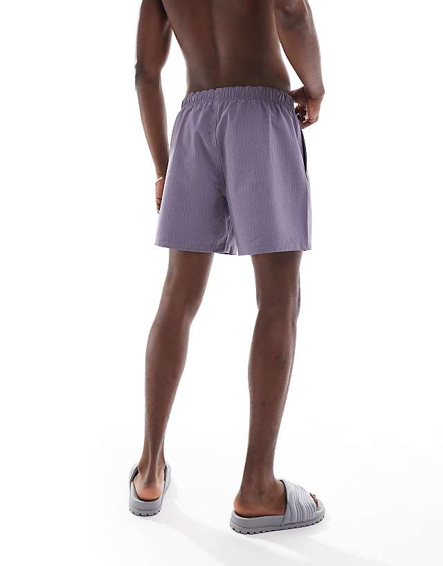 Asos Hollister 6"" Swim Sweersucker Short In Purple