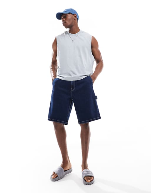 asos Hollister baggy jort in dark blue
