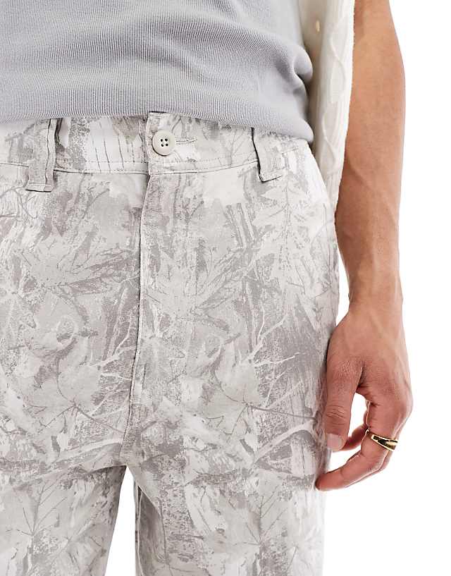 Asos Hollister Baggy Linen Utility Trouser In Camo