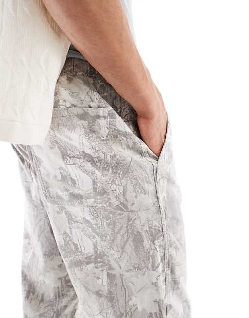 Asos Hollister Baggy Linen Utility Trouser In Camo