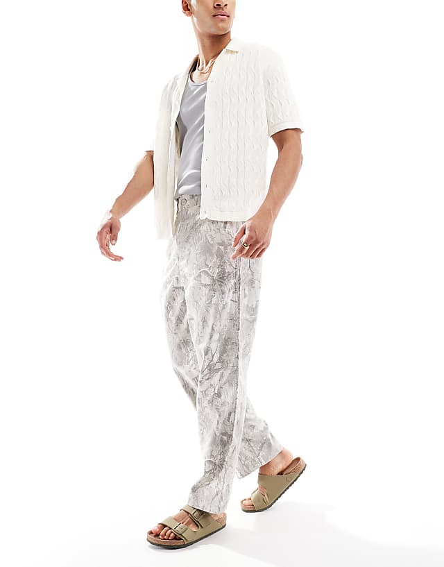 asos Hollister baggy linen utility trouser in camo