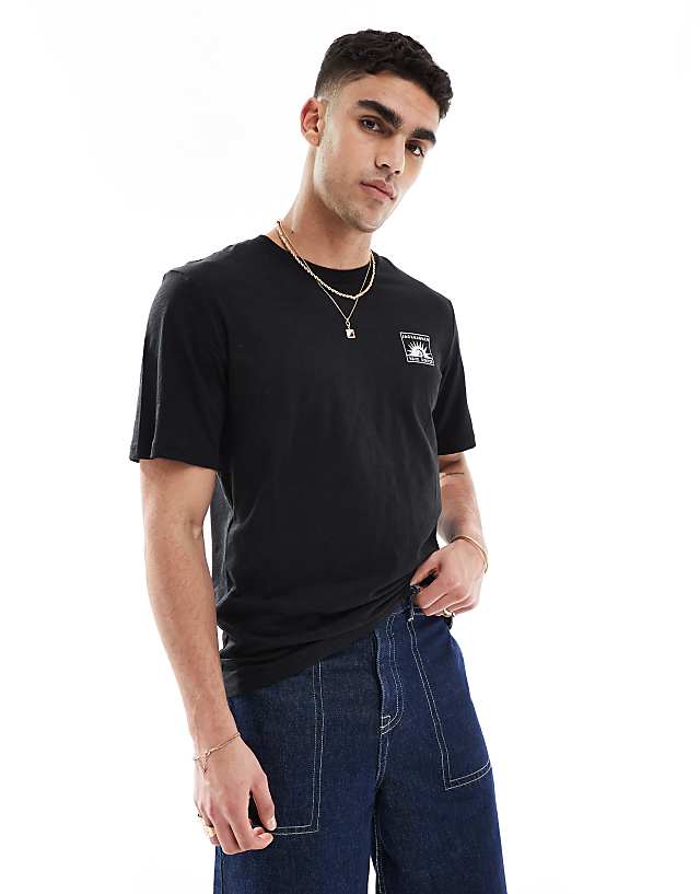 asos Jack & Jones chest print t-shirt in black