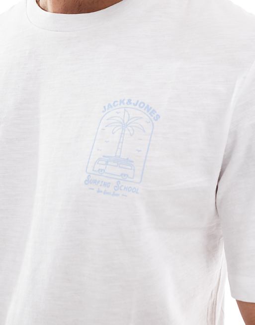 Asos Jack & Jones Chest Print T-shirt In White