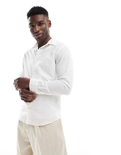 asos Jack & Jones linen blend shirt in white