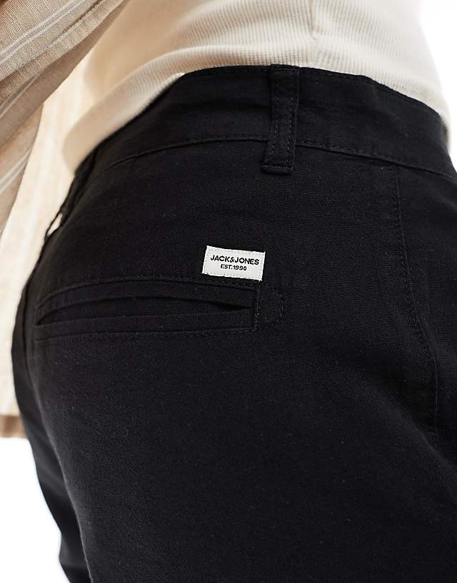 Asos Jack & Jones Linen Mix Chino In Black