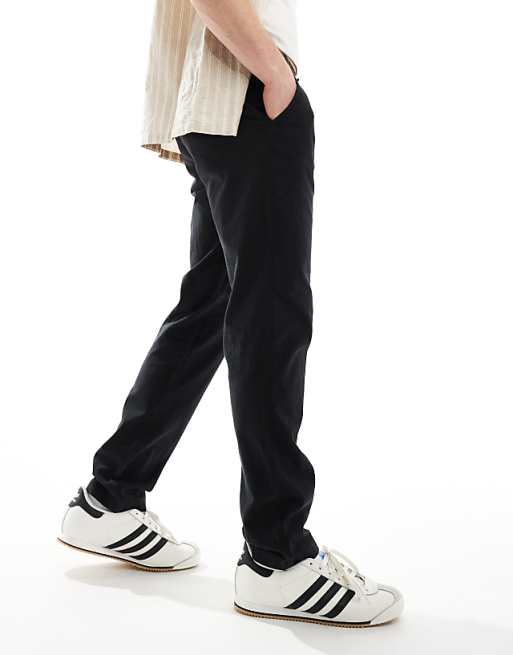 Asos Jack & Jones Linen Mix Chino In Black