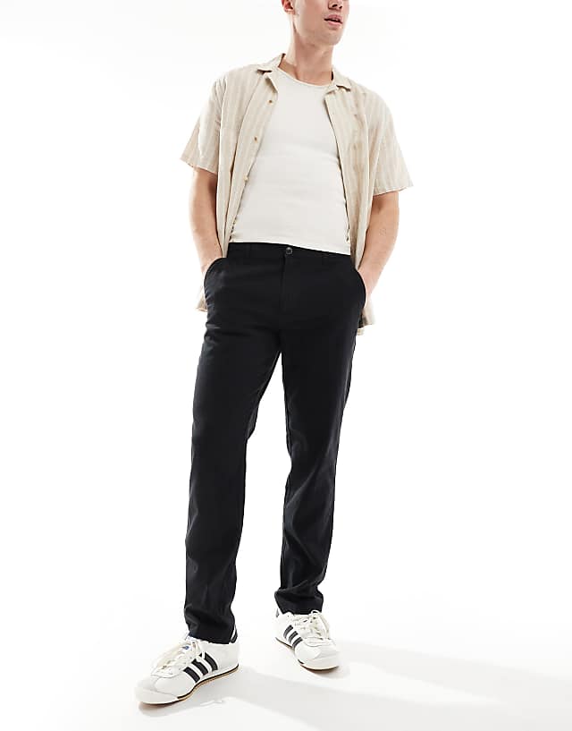 asos Jack & Jones linen mix chino in black