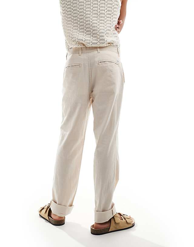 Asos Jack & Jones Linen Mix Chino In Cream