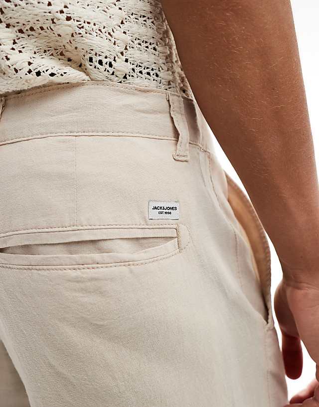 Asos Jack & Jones Linen Mix Chino In Cream