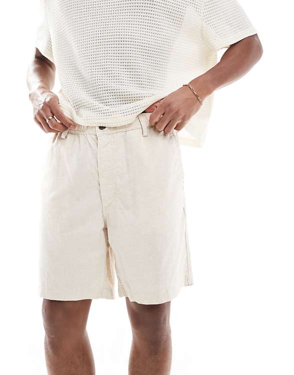 Asos Jack & Jones Linen Mix Short In Cream