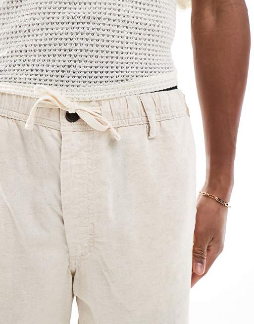 Asos Jack & Jones Linen Mix Short In Cream