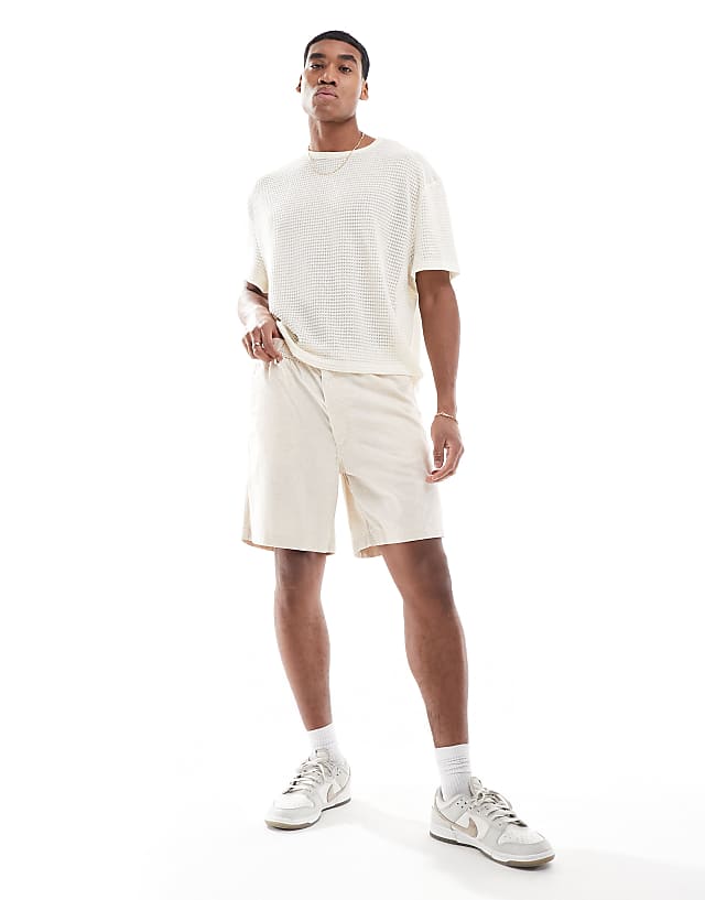 asos Jack & Jones linen mix short in cream
