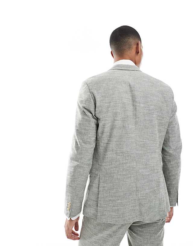 Asos Jack & Jones Linen Suit Jacket In Green
