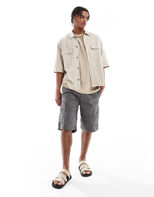 asos Jack & Jones loose fit cargo short in grey