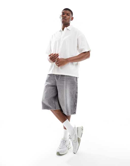 Asos Jack & Jones Oversized Linen Shirt In White