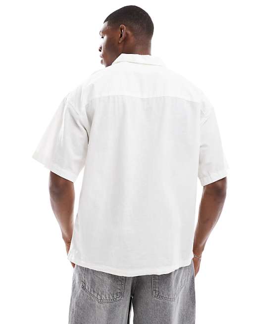 Asos Jack & Jones Oversized Linen Shirt In White