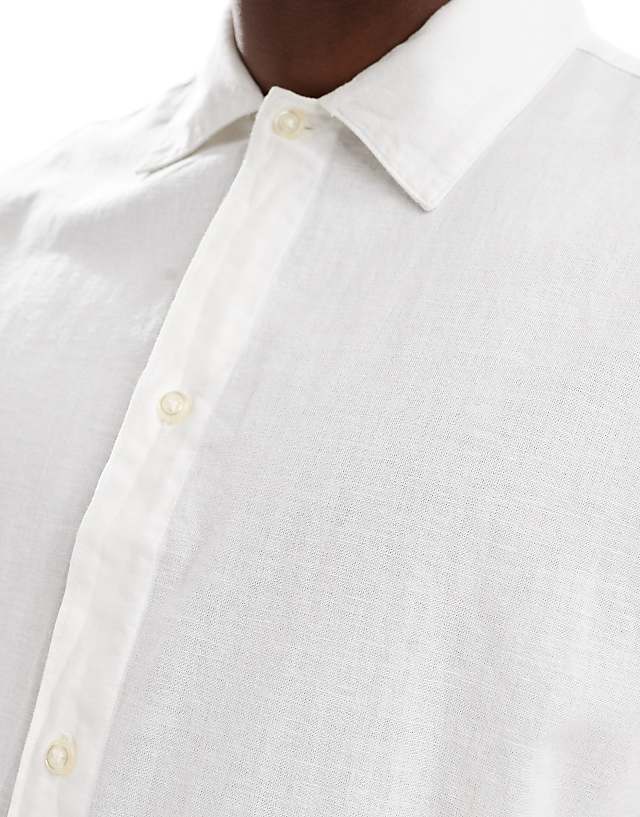 Asos Jack & Jones Oversized Linen Shirt In White