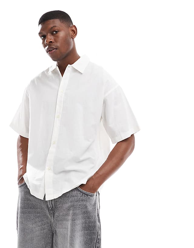 asos Jack & Jones oversized linen shirt in white