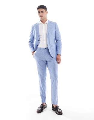 Asos Jack & Jones Premium Linen In Blue