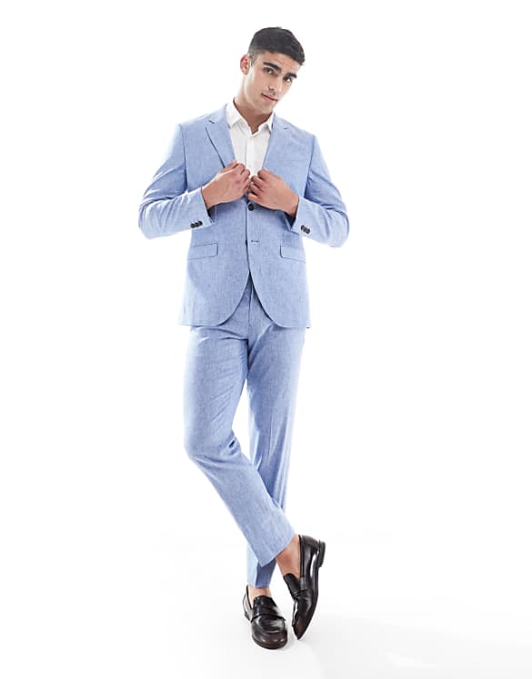 asos Jack & Jones Premium linen in blue