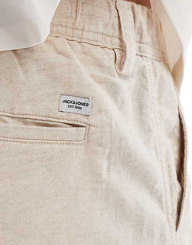 Asos Jack & Jones Relaxed Fit Linen Trouser In Beige